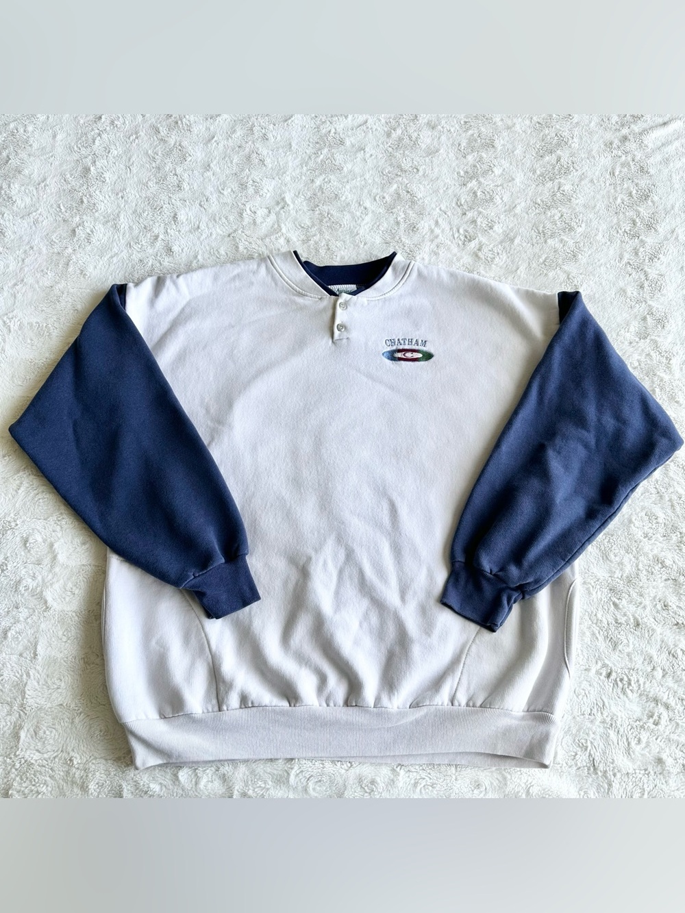 Vintage Chatham University Crewneck Sweatshirt Mens XL Pittsburgh 90s Henley Vtg